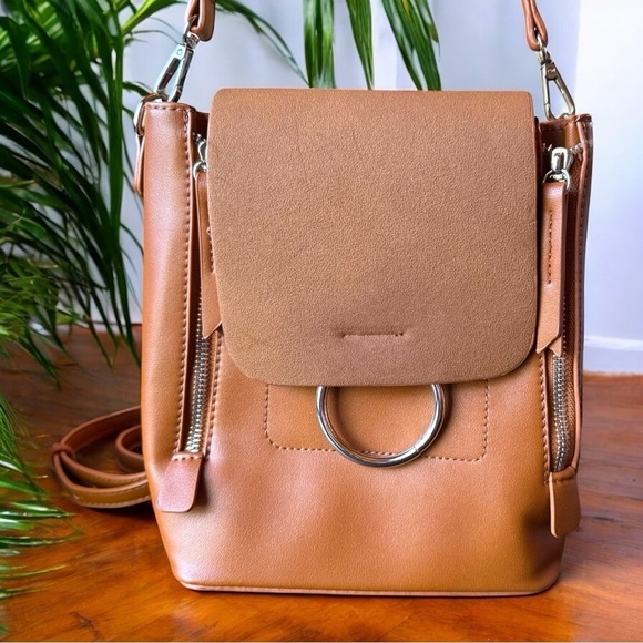 NWT Lulus Convertible Mini Backpack Purse – Tan Brown Faux Leather main image 16